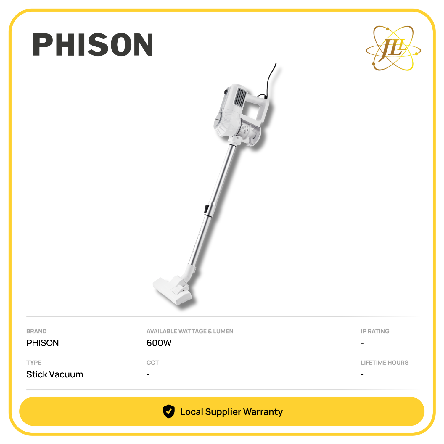 PHISON PVC-6090 STICK VACUUM CLEANER 0.50LITER 240V 600W