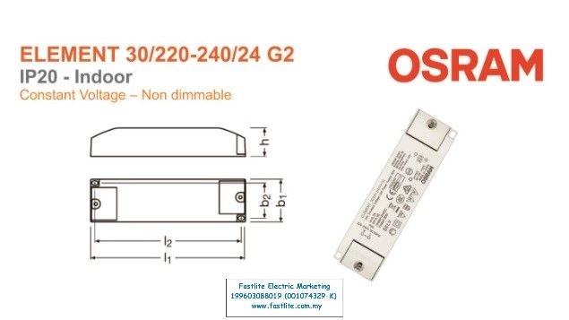 Osram Element 30/220-240/24V G2 Constant Voltage LED Power Supply (non-Dimmable)