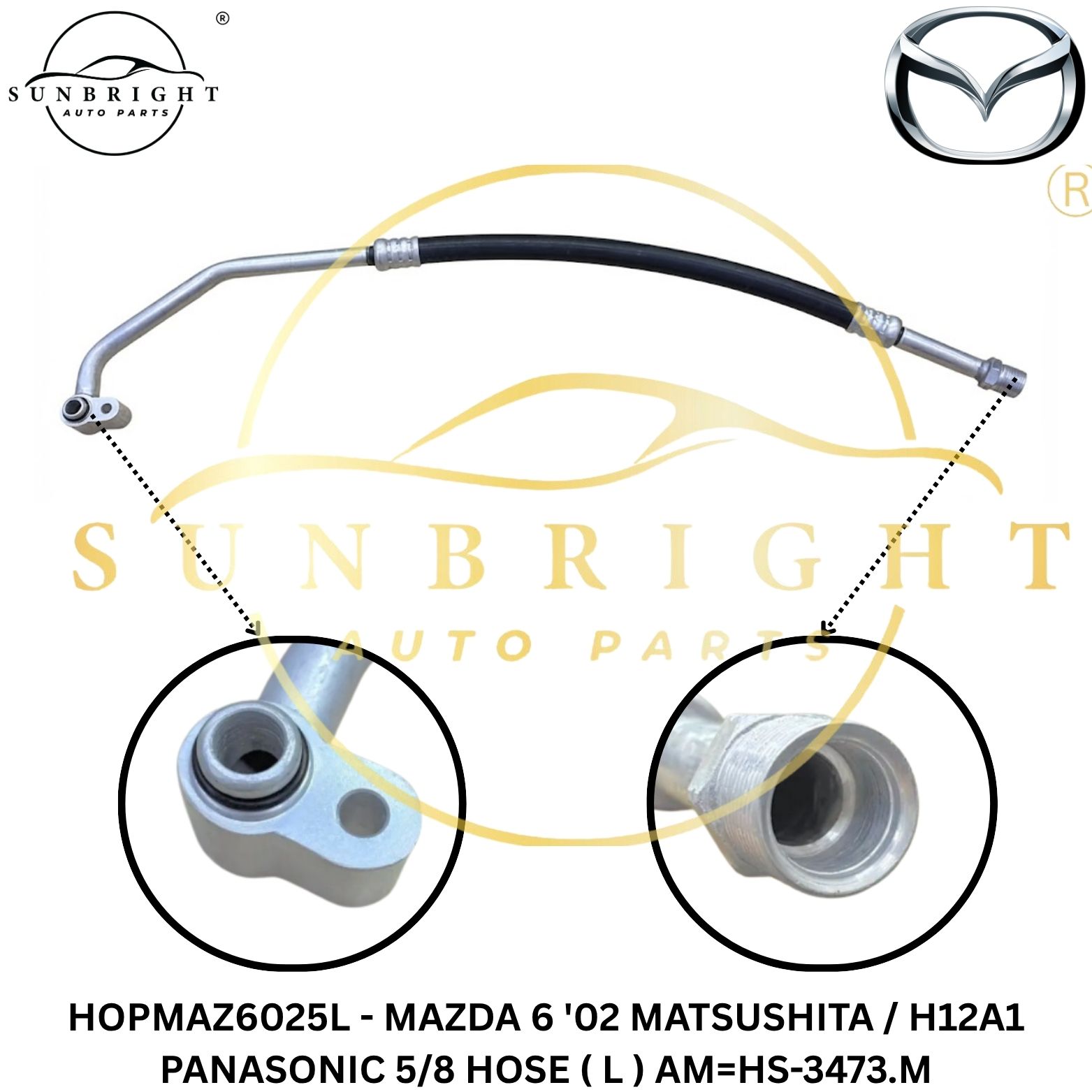 HOPMAZ6025L - MAZDA 6 '02 MATSUSHITA / H12A1 PANASONIC 5/8 HOSE ( L ) AM=HS-3473.M