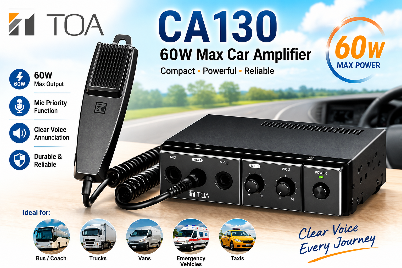 TOA CA130 60瓦车载功放