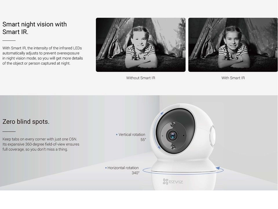 EZVIZ C6N 2MP 1080P Smart Wi-Fi Pan & Tilt Security Camera (Smart Night Vision)