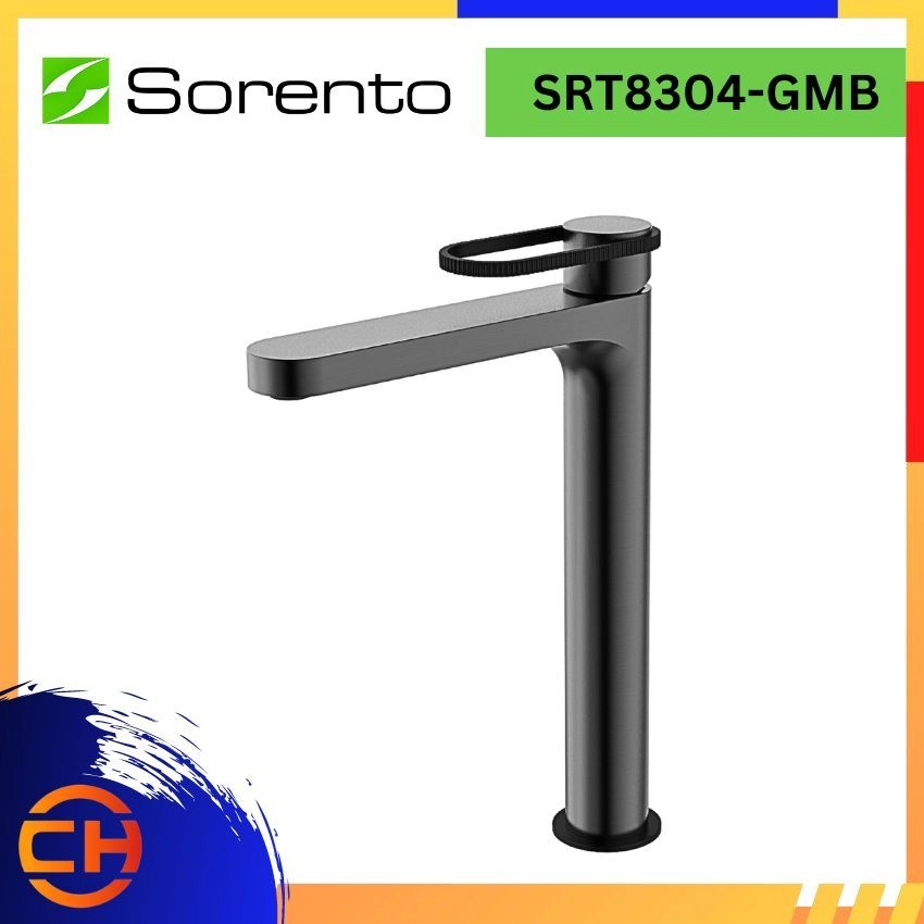 SORENTO 8300 SERIES BASIN MIXER TAP SRT8304-GMB High Basin Mixer Tap ( Gunmetal + Matt Black )