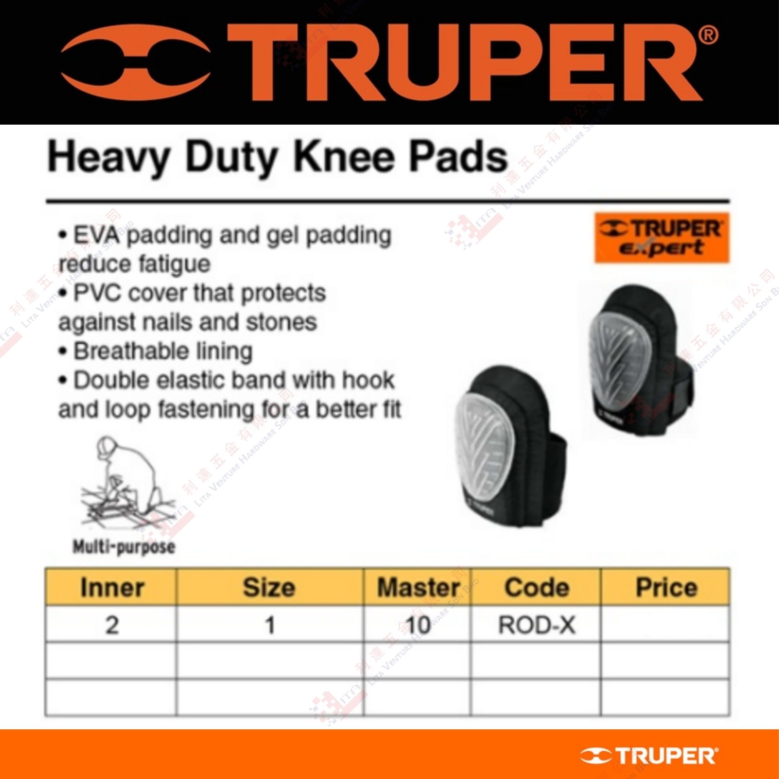 TRUPER BRAND HEAVY DUTY KNEE PADS - RODX