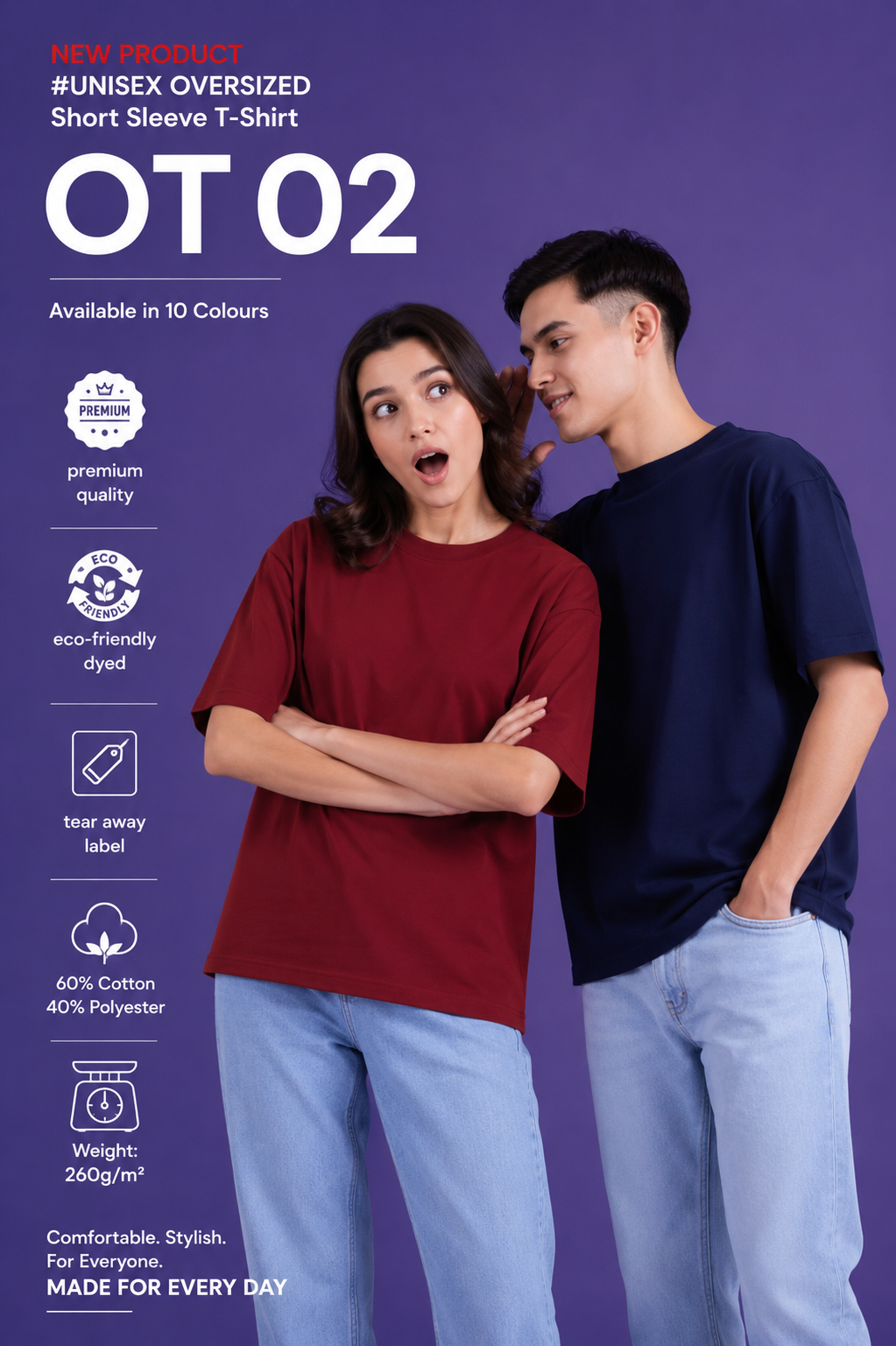 Unisex Oversized Short Sleeve T-Shirt - OT02