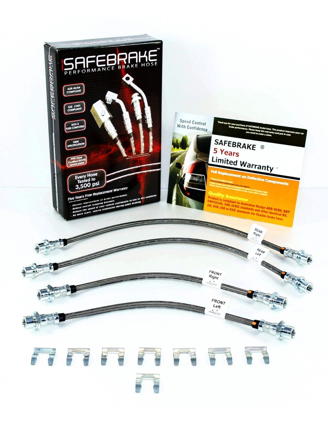 PRO RS STEEL BRAIDED BRAKE HOSE for Toyota Fortuner AN160 (rear Drum) 2015-2019 - 4Pcs (5 Years Warranty)
