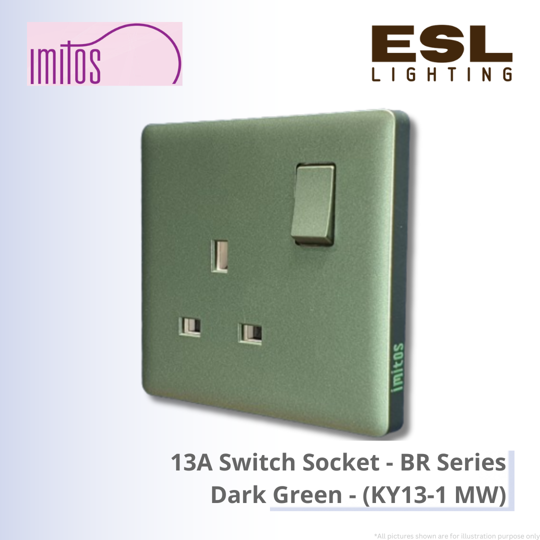 IMITOS 13A Switch Socket (BR Series) Dark Green - KY13-1 MW [SIRIM]