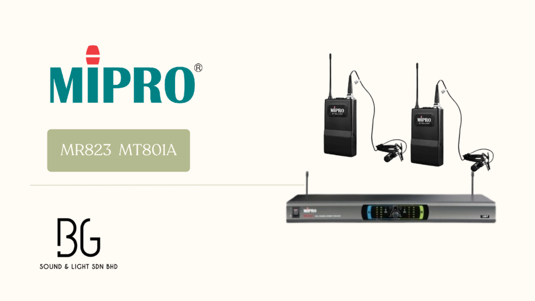 MIPRO MR-823 Dual Channel Wireless Lavalier Microphone System + 2x MT-801A Bodypack Clip Mic (Limited Stock Malaysia)