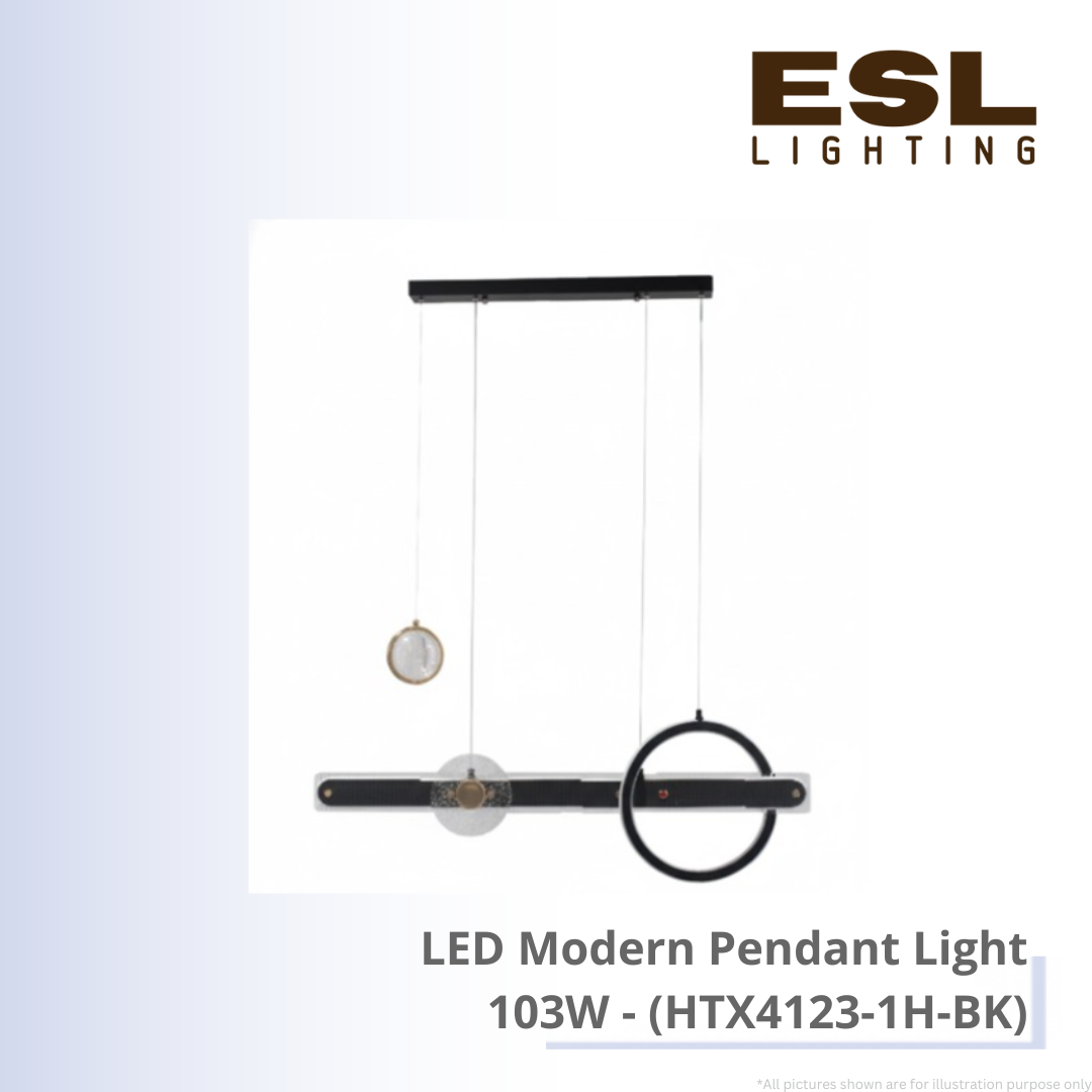 LED Modern Pendant Light 103W - HTX4123-1H-BK