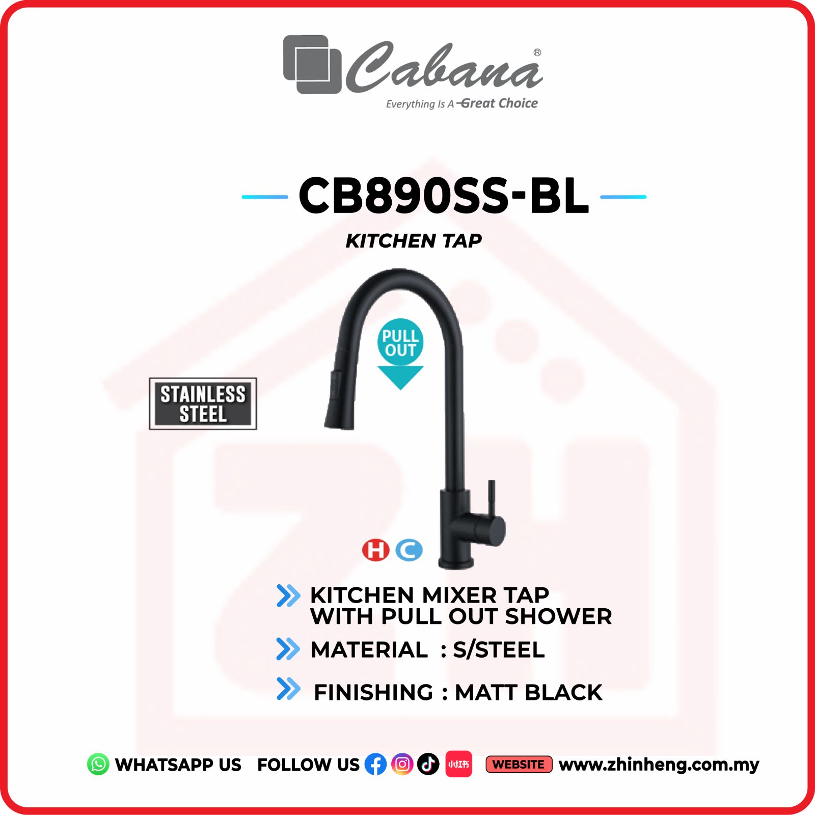CABANA KITCHEN MIXER TAP CB890SS-BL