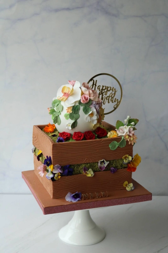 Flower Garden Chocolate Pinata Cake