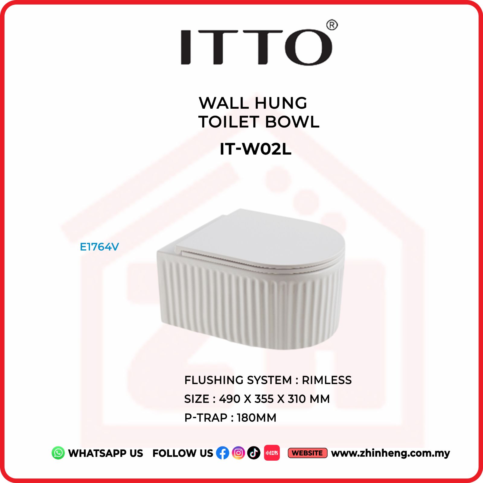 ITTO WALL HUNG TOILET BOWL IT-W02L