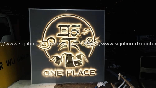 ONE PLACE OUTDOOR 3D LED STAINLESS STEEL GOLD MIRROR SIGNBOARD IN KEMAMAN KUALA TERENGGANU DUNGUN 