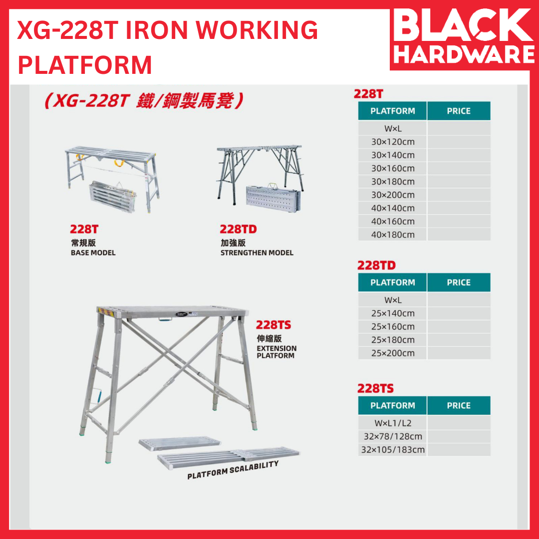 Black Hardware TONGDA XG-228T Iron Working Platform | Heavy-Duty Steel Portable Hop-Up Work Bench