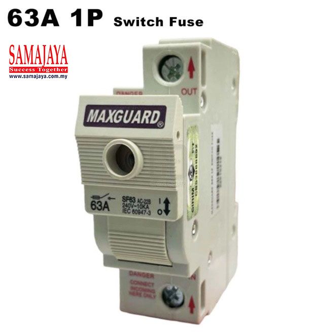Maxguard 63A 1 Pole Switch Fuse/ 63A Switch Fuse/ 63A Main Switch