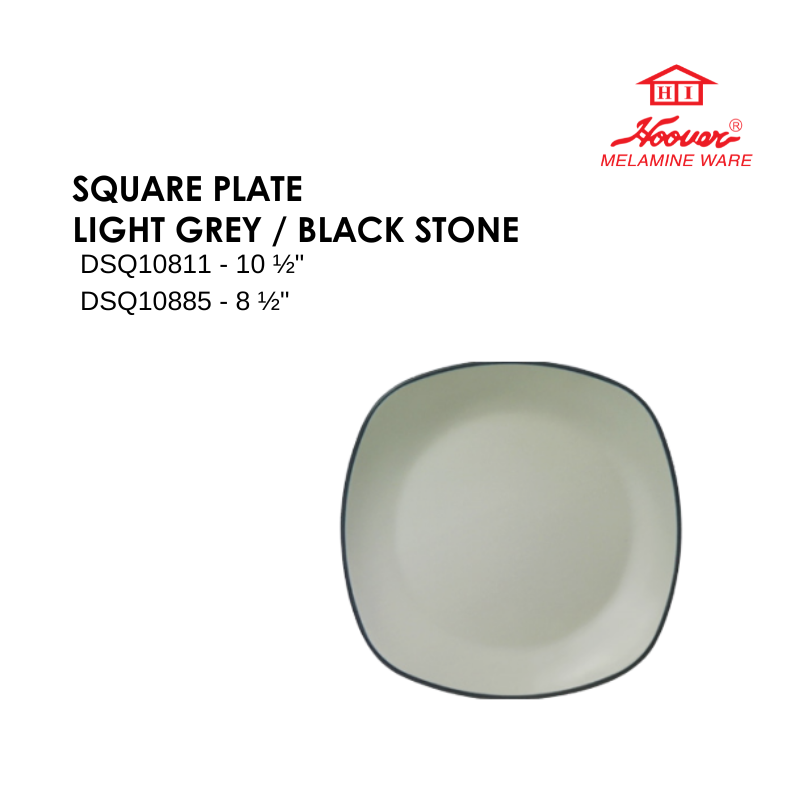 HOOVER MELAMINE WARE SQUARE PLATE LIGHT GREY / BLACK STONE DSQ10811 DSQ10885