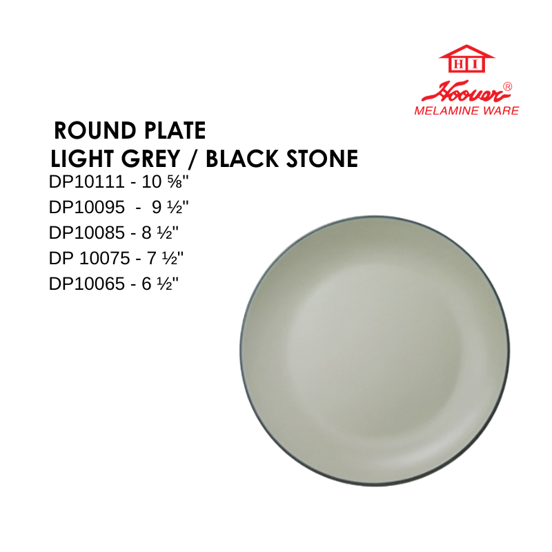 HOOVER MELAMINE WARE ROUND PLATE LIGHT GREY / BLACK STONE DP10111 DP10095  DP10085 DP10075 DP10065