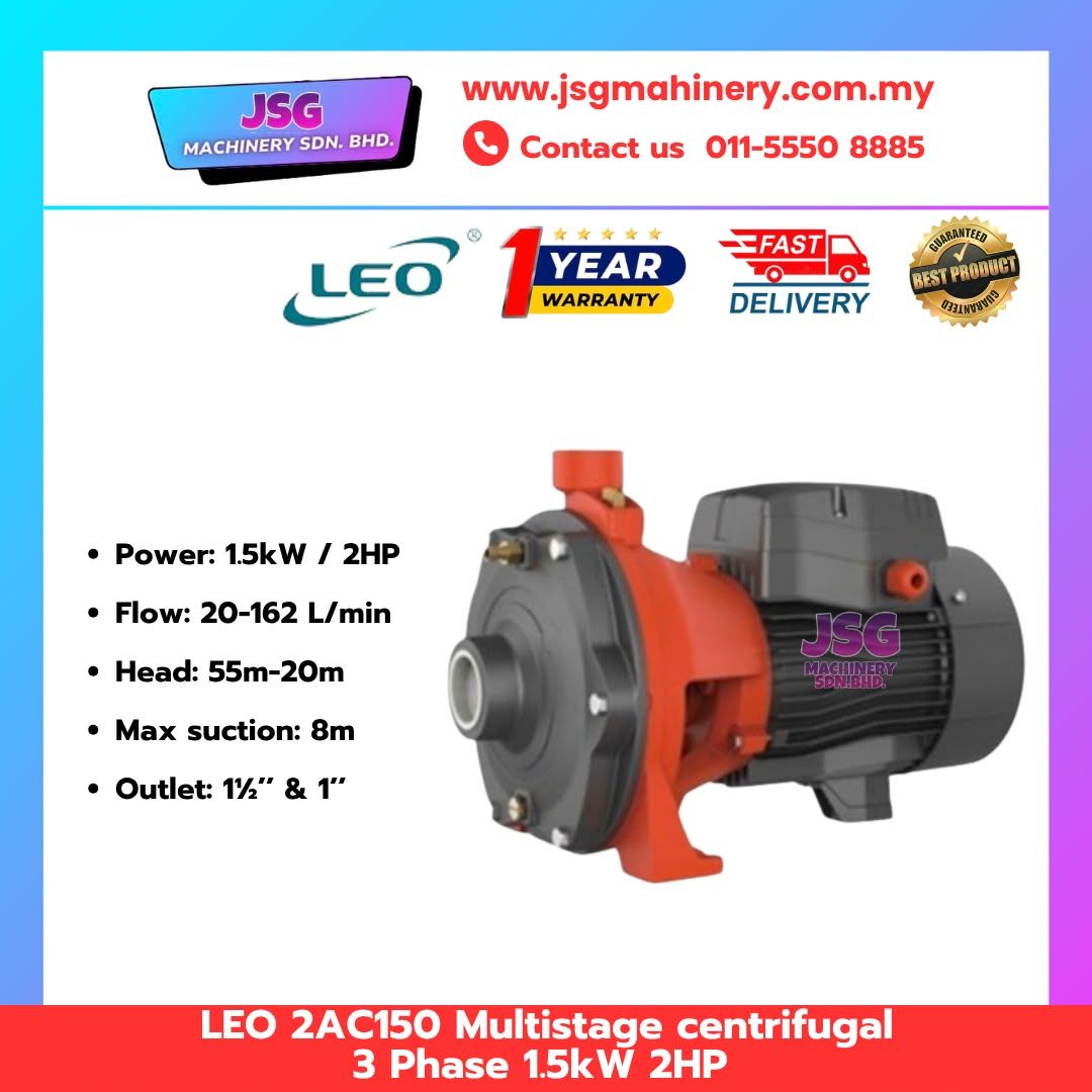 LEO 2AC150 Multistage Centrifugal Water Pump 2HP 1.5kW 3 Phase High Pressure Pump