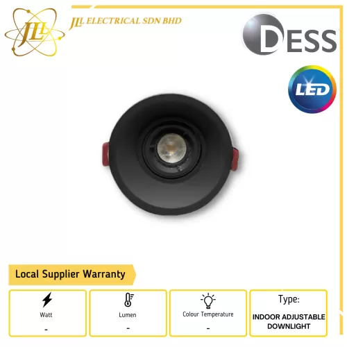 DESS GLJN9110-BLACK IP20 90MM 3.54'' INDOOR LED ADJUSTABLE RECESSED EYEBALL DOWNLIGHT FITTING ONLY [GU10/GU5.3]