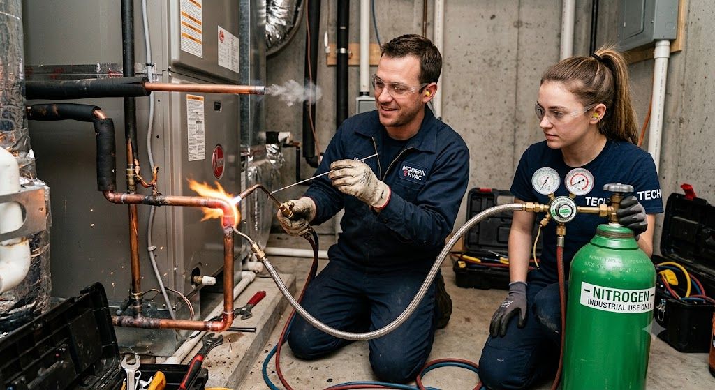 nitrogen purging during copper brazing HVAC systems