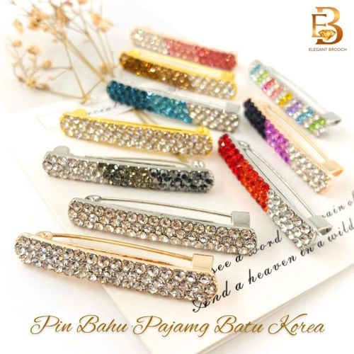 Elegant Brooch 2pcs [FREE BOX] Korea Premium Brooch Shoulder Rhinestone Kerongsang Bahu Pun Tudung Hijab Muslimah B3163