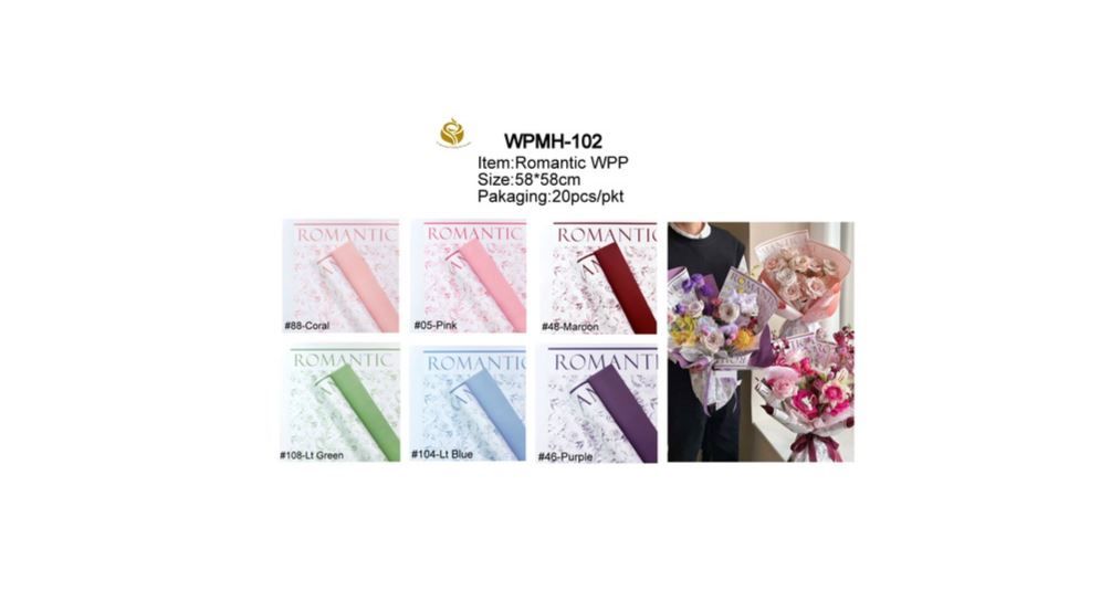 Luxury Romantic Floral Wrap/Elegant Rose Wrapping Paper – Romantic Blossom Design for Special Occasions  (WPMH-102）
