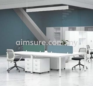 4 pax white series office workstation with desking system