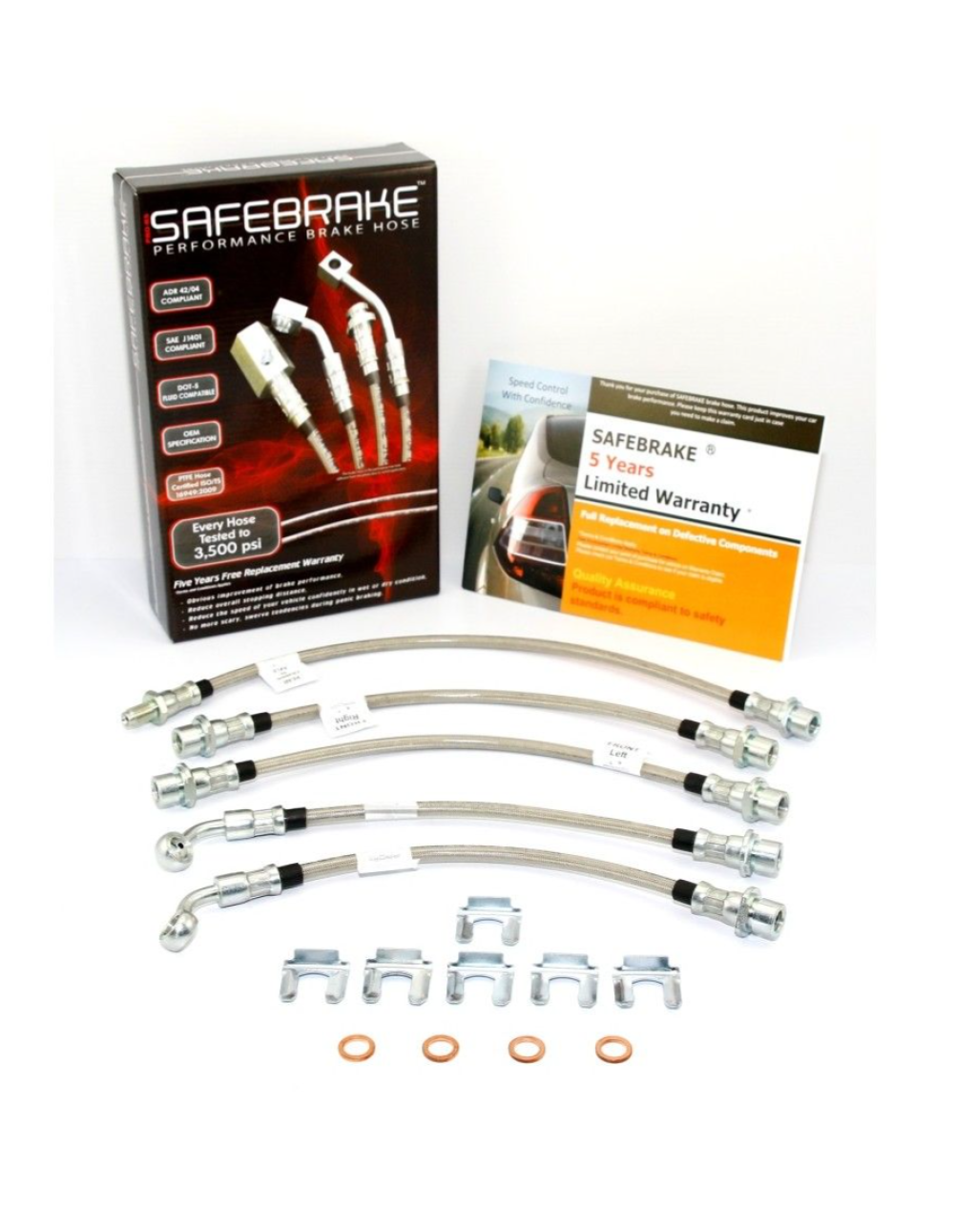 PRO RS STEEL BRAIDED BRAKE HOSE for Toyota Landcruiser PRADO KZJ,RZJ,VZJ 90/95 1996-2003 (No VSC)1996-2003 2"LIFT - 5Pcs