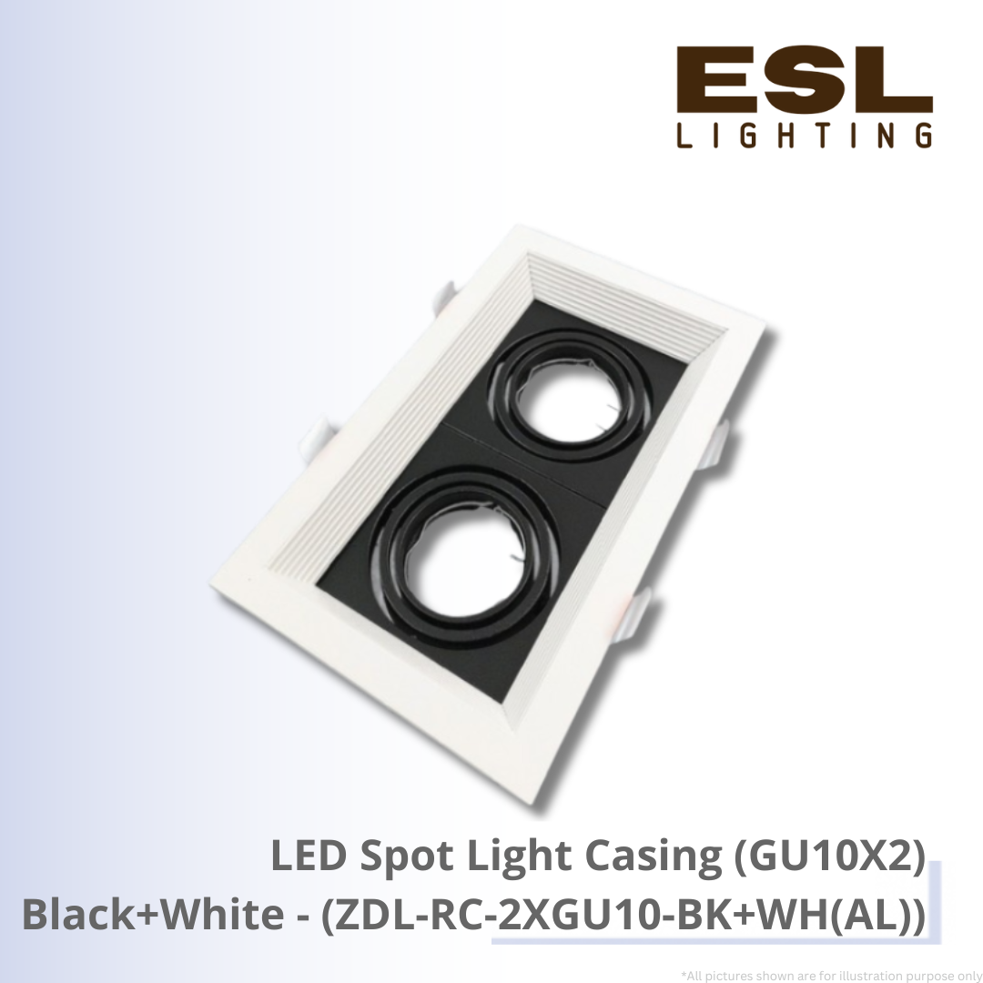 LED Spot Light Casing (GU10X2) Black + White - ZDL-RC-2XGU10-BK+WH(AL)