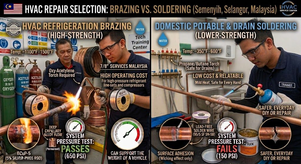 HVAC repair brazing vs soldering selection