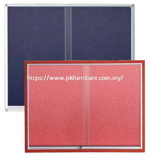 Office Equipment - Sliding Glass Notice Board - Aluminium & Wooden Cabinet