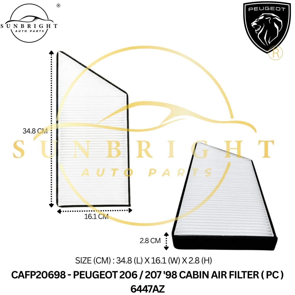 CAFP20698 - PEUGEOT 206 / 207 '98 CABIN AIR FILTER ( PC )