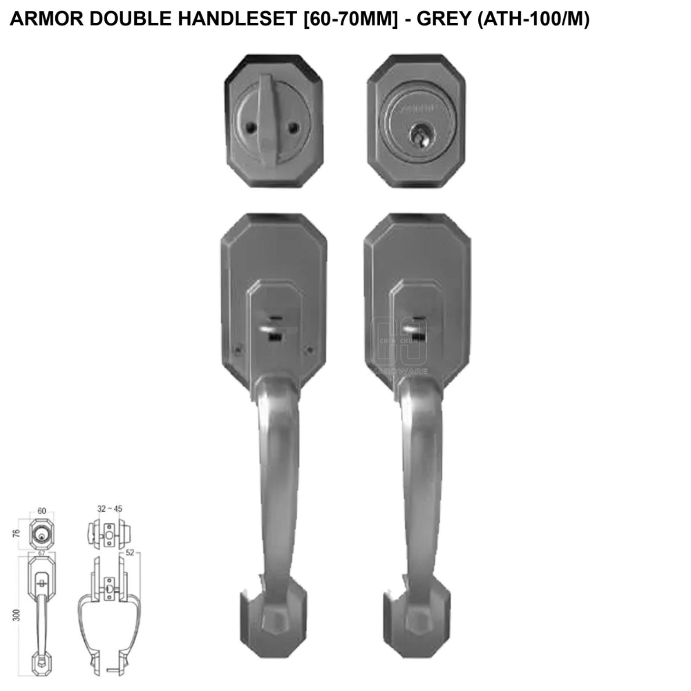ARMOR DOUBLE HANDLESET GREY ATH-100/M 60-70MM