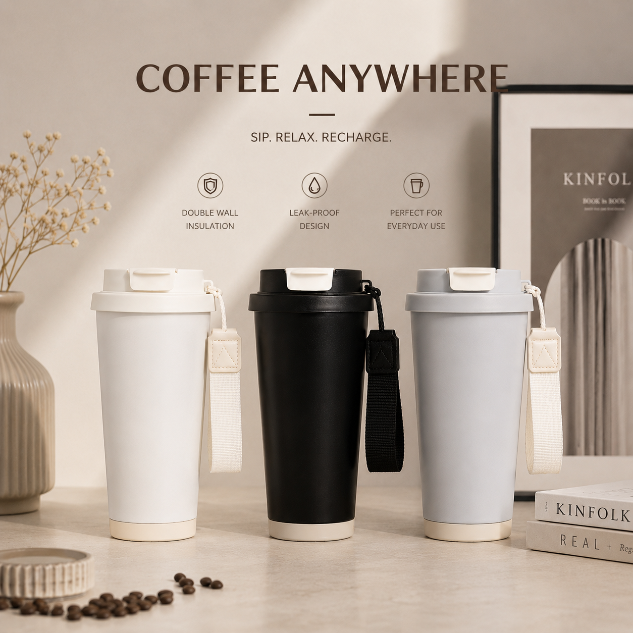 Premium Thermal Coffee Tumbler with Wrist Strap 7025
