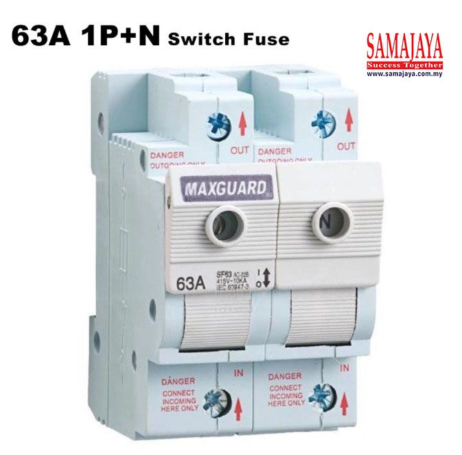 Maxguard 63A 1 Pole + N Switch Fuse/ 63A Switch Fuse/ 63A Switch Fuse/ 63A Main Switch