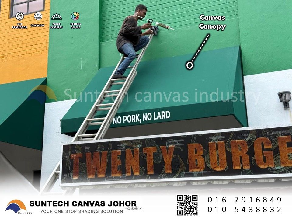 Commercial Shopfront Canopy Awning Johor Bahru | Premium Restaurant & Cafe Canvas Canopy