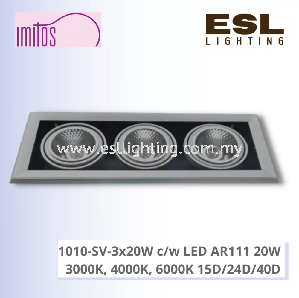 IMITOS 1010-SV-3x20W c/w LED AR111 20W 3000K, 4000K, 6000K 15D/24D/40D