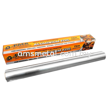 AMS Aluminium Foil Roll 75M Length 450 mm Width / Top Grade BBQ Grill Foil / Cooking Wrapping Foil [ Heavy Duty ]