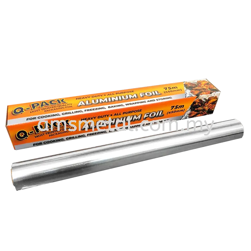 AMS Aluminium Foil Roll 75M Length 450 mm Width / Top Grade BBQ Grill Foil / Cooking Wrapping Foil [ Heavy Duty ]