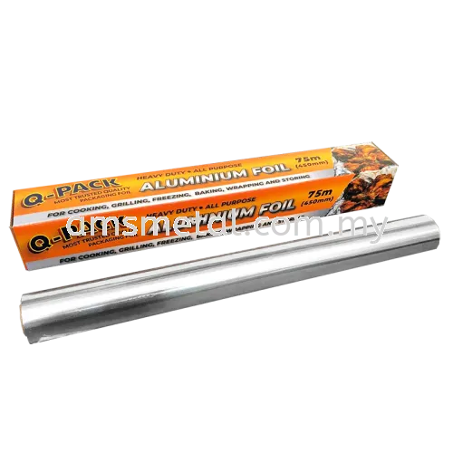 AMS Aluminium Foil Roll 75M Length 450 mm Width / Top Grade BBQ Grill Foil / Cooking Wrapping Foil [ Heavy Duty ]