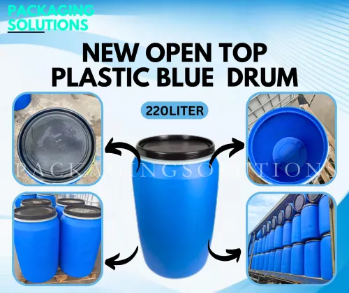 New Open Top Plastic Blue Drum - 220L