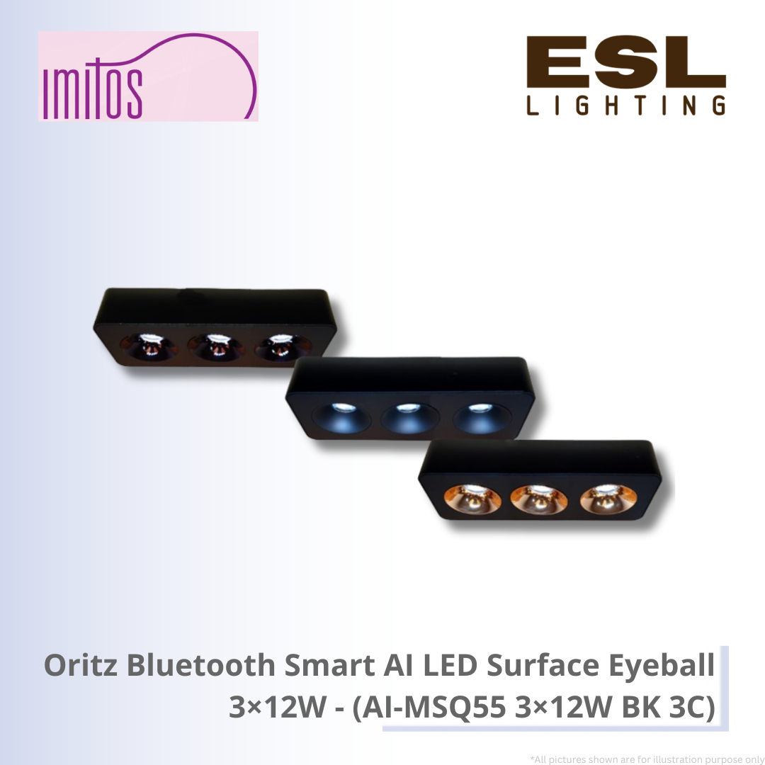 IMITOS Oritz Bluetooth Smart AI LED Surface Eyeball 3×12W - AI-MSQ55 3×12W BK 3C
