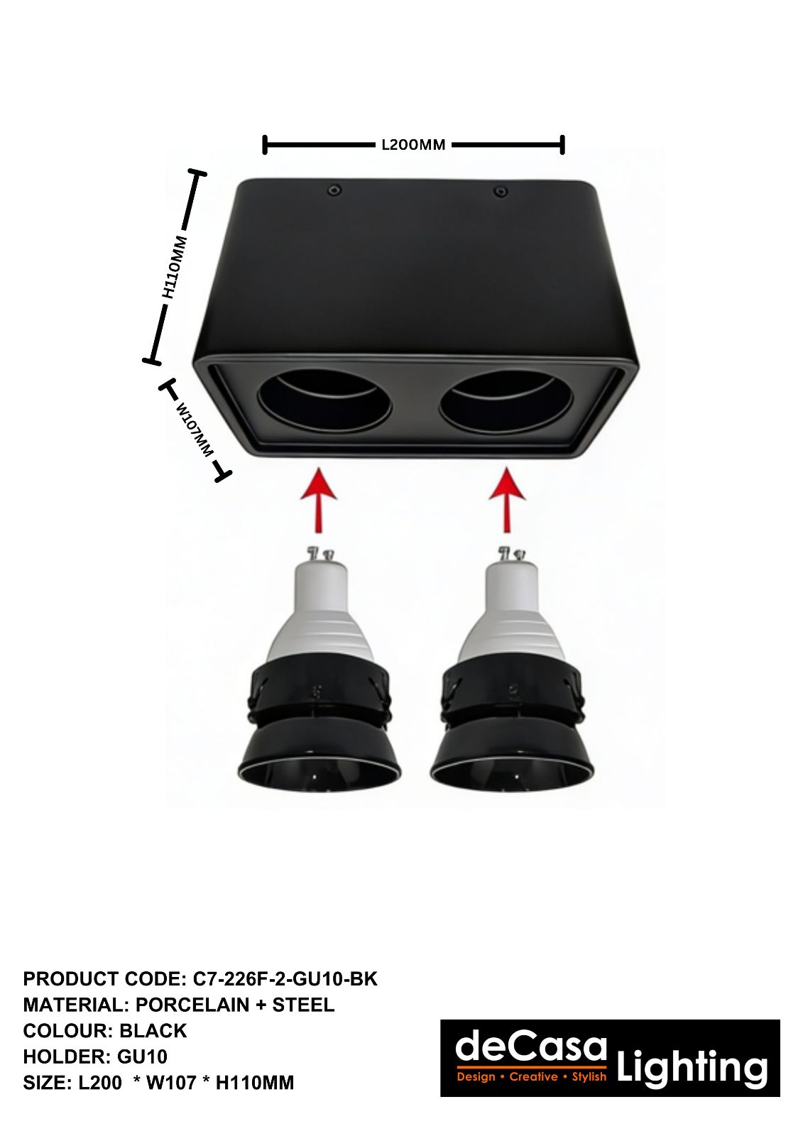 SURFACE EYEBALL CASING(C7-226F-2-GU10-BK)