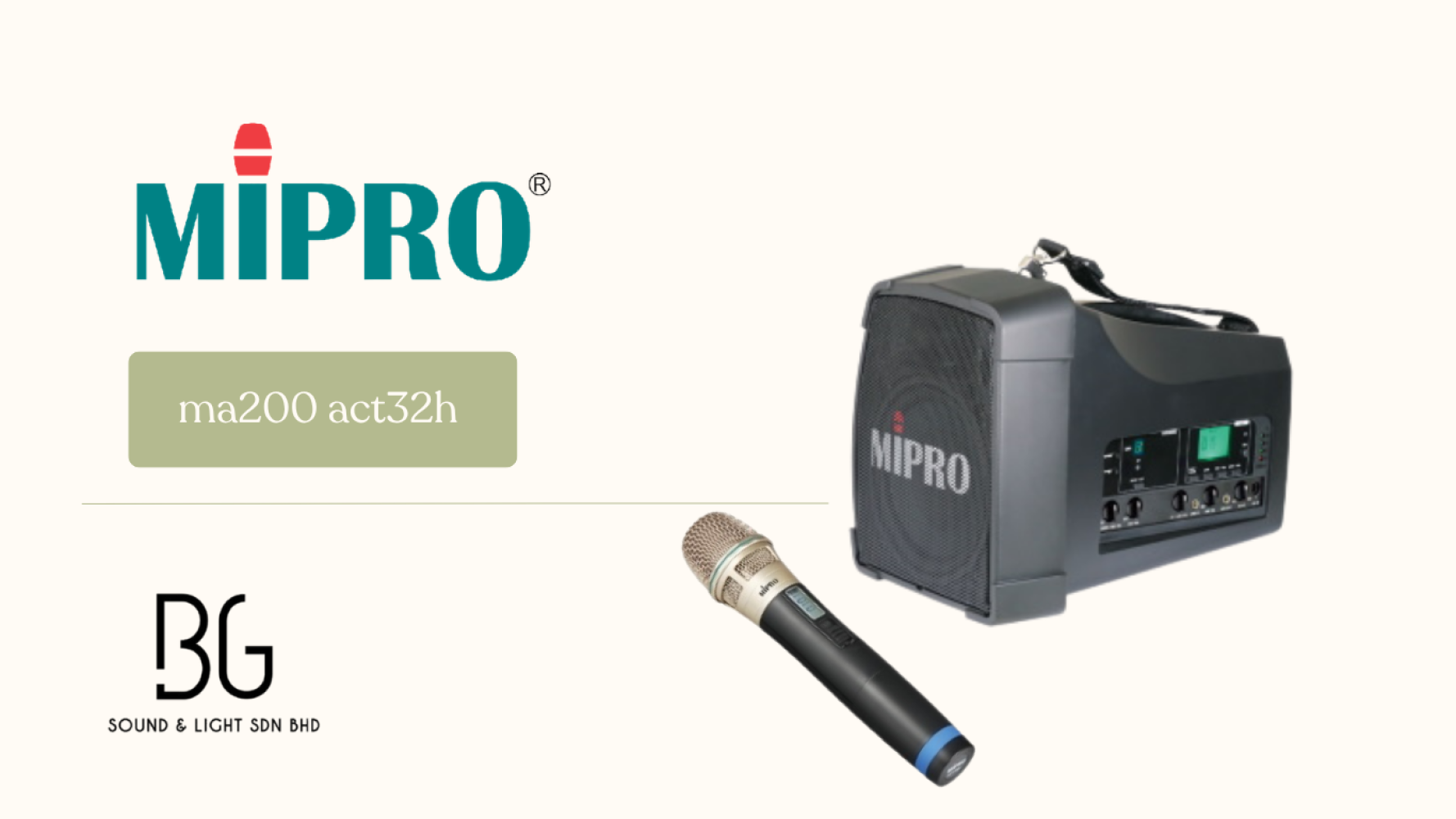 MIPRO MA-200 Portable Wireless PA System with ACT-32H UHF Handheld Microphone Battery Powered Speaker for Teaching, Events & Outdoor Use