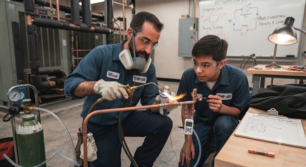 copper refrigeration line brazing troubleshooting