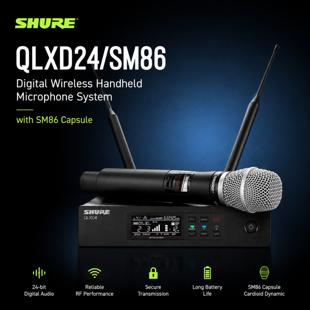 Shure QLXD24/SM86 Digital Wireless Handheld Microphone System with SM86 Capsule
