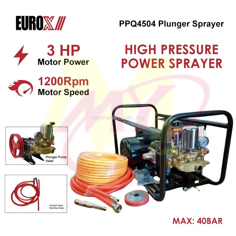 EUROX PPQ4504 Plunger Water Pump Sprayer Pump C/W Accessories (Car Wash) 