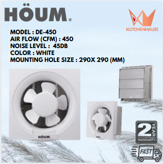HOUM Dual Airflow Wall Mounted Ventilation Fan DE-450 / KUTCHENHAUSS