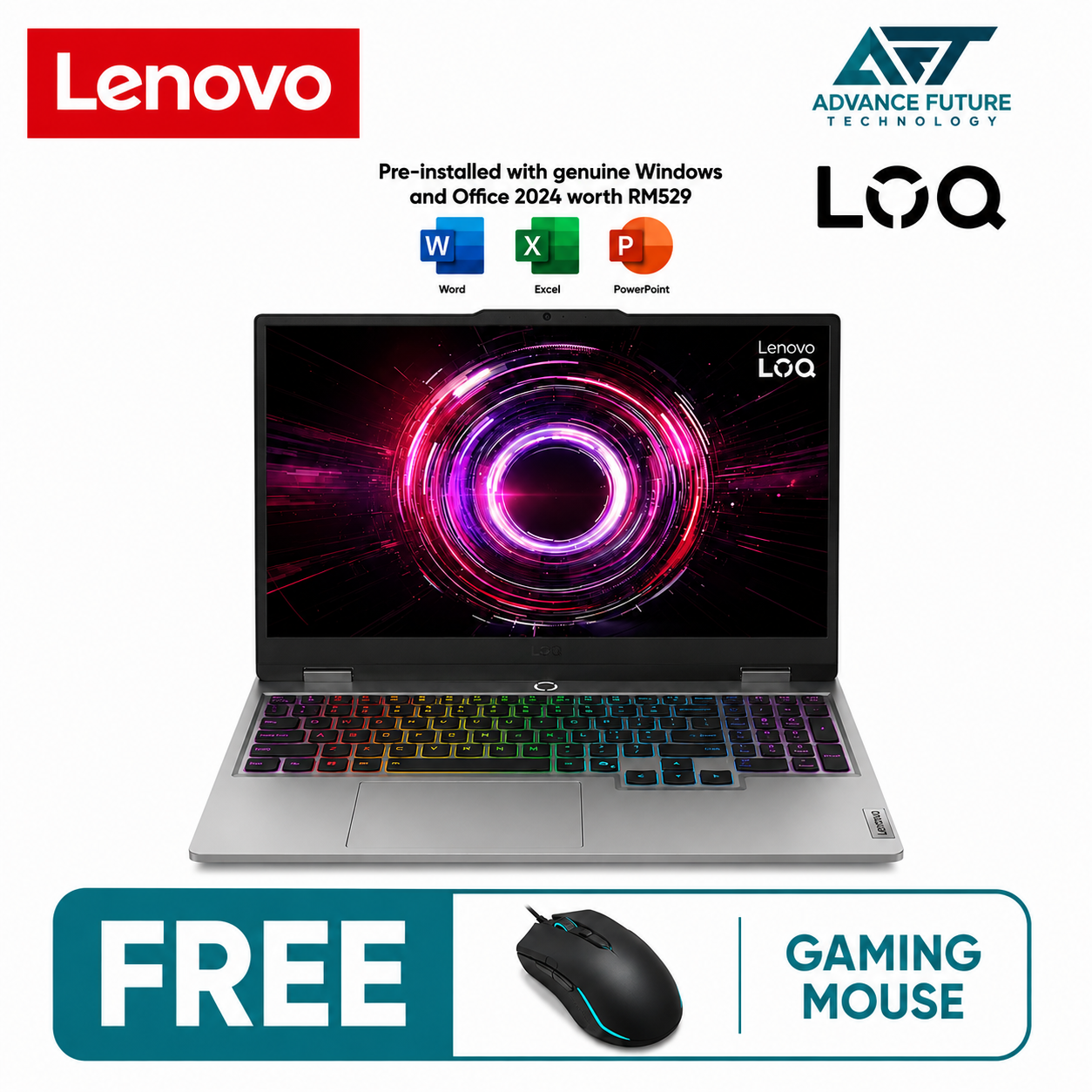 Lenovo LOQ 15IRX10 83JE00W3MJ 15.6" FHD 144Hz Gaming Laptop Luna Grey ( Intel Core i7 14700HX, 16GB, 512GB SSD, RTX5060, W11, H&S 2024 )