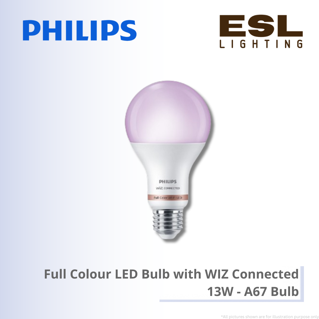 PHILIPS Full Colour LED Bulb with WIZ Connected 13W - A67 Bulb