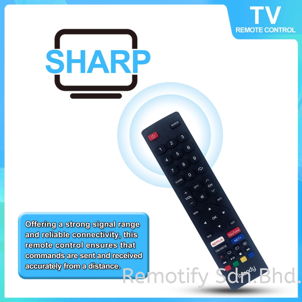 Sharp TV Remote Control Sharp With Youtube Netflix Buttons AQUOS Smart ...